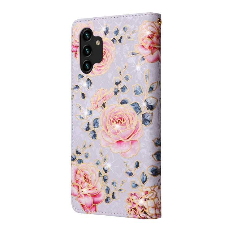 For Samsung Galaxy A13 4G / 5G Bronzing Painting RFID Leather Case(Pastoral Rose)