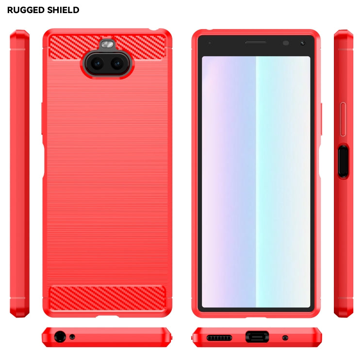 For Sony Xperia 8/8 Lite Brushed Texture Carbon Fiber TPU Phone Case(Red)