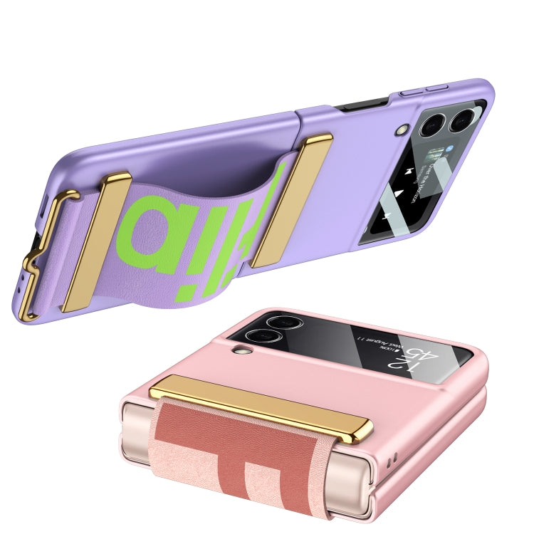 For Samsung Galaxy Z Flip4 GKK Ultra-thin Full Coverage Phone Flip Case with Wristband(Pink)