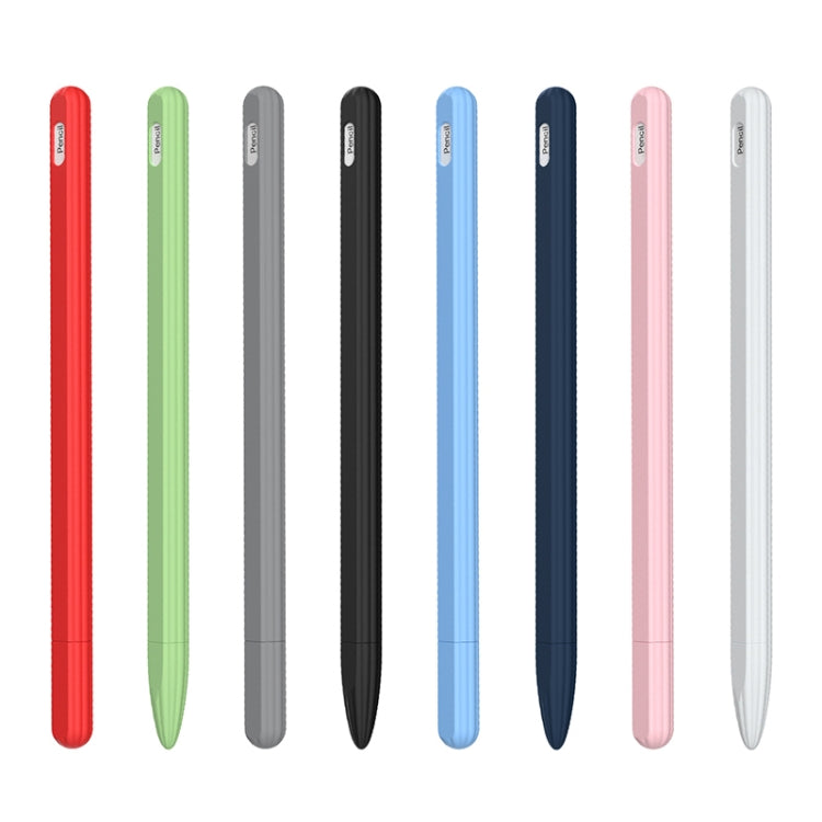 3 in 1 Striped Liquid Silicone Stylus Case with Two Tip Caps For Apple Pencil 1(Grey)