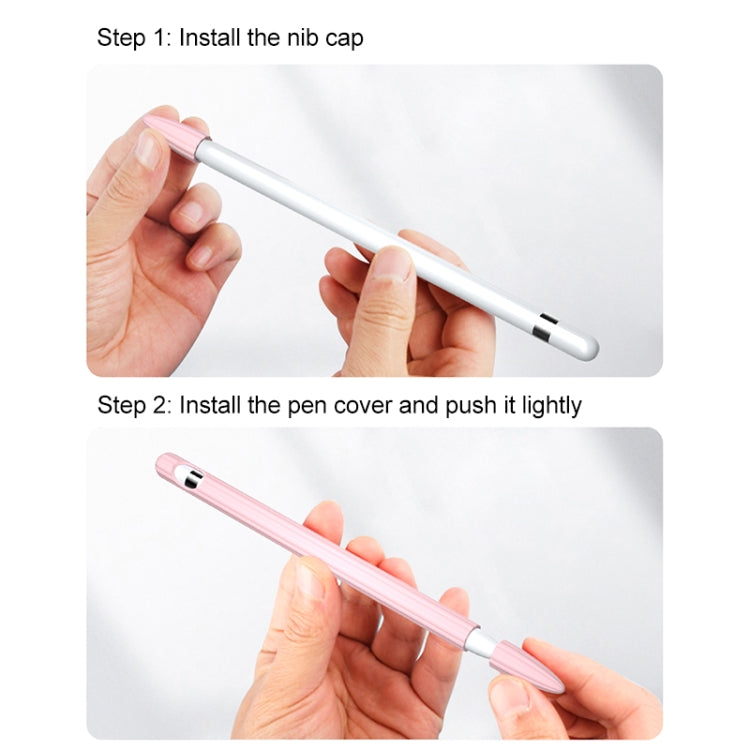 3 in 1 Striped Liquid Silicone Stylus Case with Two Tip Caps For Apple Pencil 2(White)