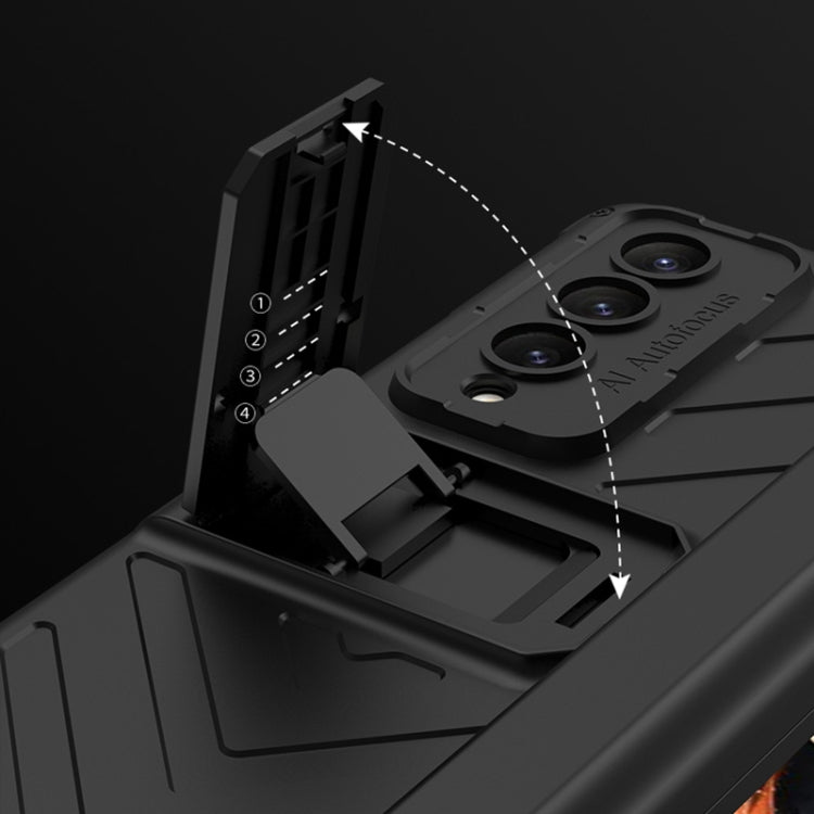 For Samsung Galaxy Z Fold4 GKK Integrated Magnetic Armor Flip Phone Case With Pen Box(Black)