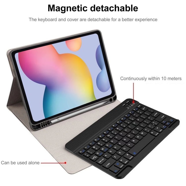 A7 Square Cap Bluetooth Keyboard Leather Case with Pen Slot For Samsung Galaxy Tab A7 10.4 2020(Black)