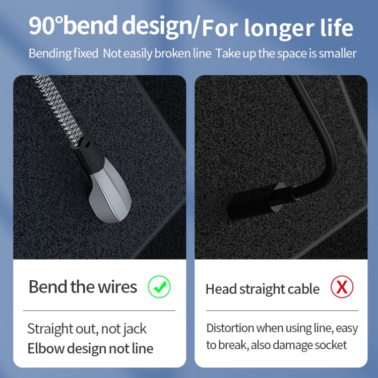 3A USB-C/Type-C to USB-C/Type-C Elbow Fast Charge Data Cable, Length:1.2m(Grey)