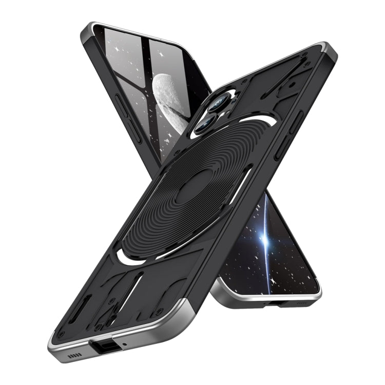 For Nothing Phone 1 GKK Three Stage Splicing Full Coverage PC Phone Case(Black Silver)