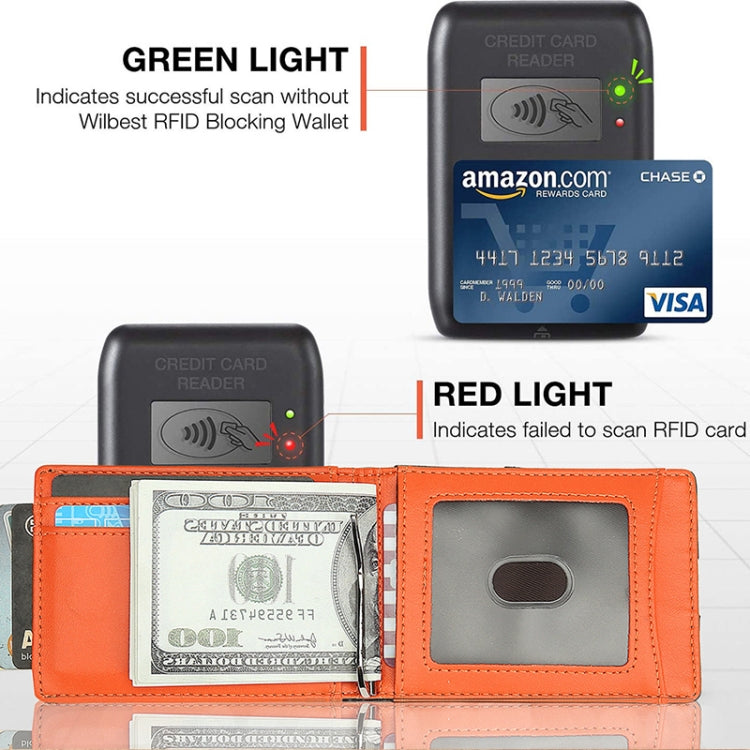 W2108A1 RFID Carbon fiber Business Wallet For Men(Orange)