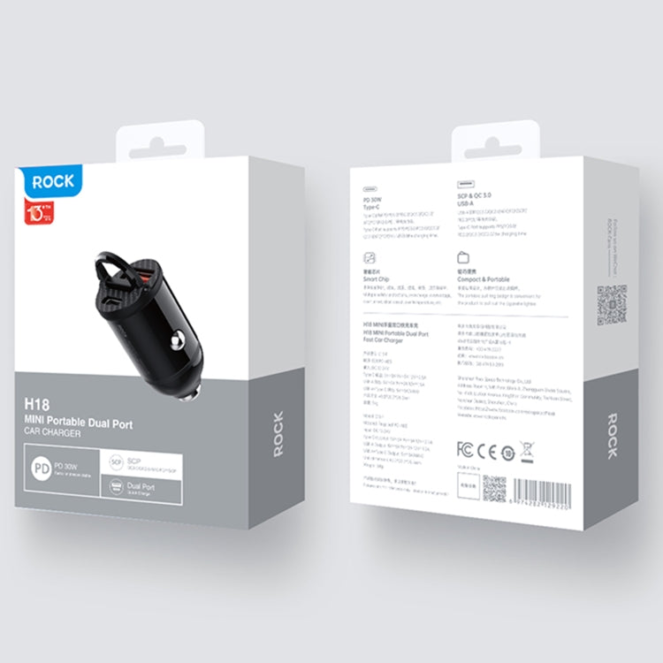 ROCK C13-F H18 Mini Portable Dual Port USB + USB-C / Type-C Car Fast Charger - free shipping - PMC TechLife - Order now!