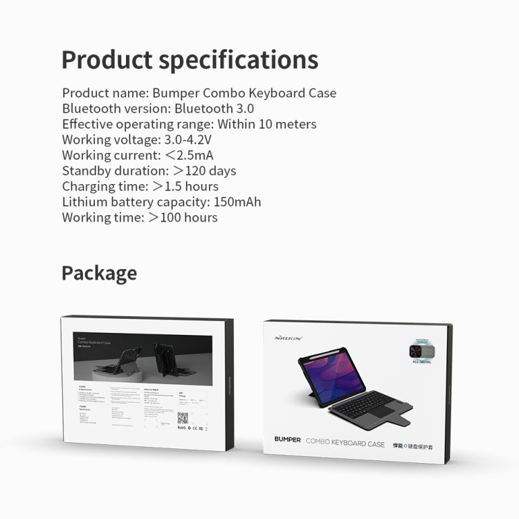 For Samsung Galaxy Tab S8/S8 5G Nillkin Bumper Combo Keyboard Case - Samsung Keyboard by NILLKIN | Online Shopping South Africa | PMC TechLife