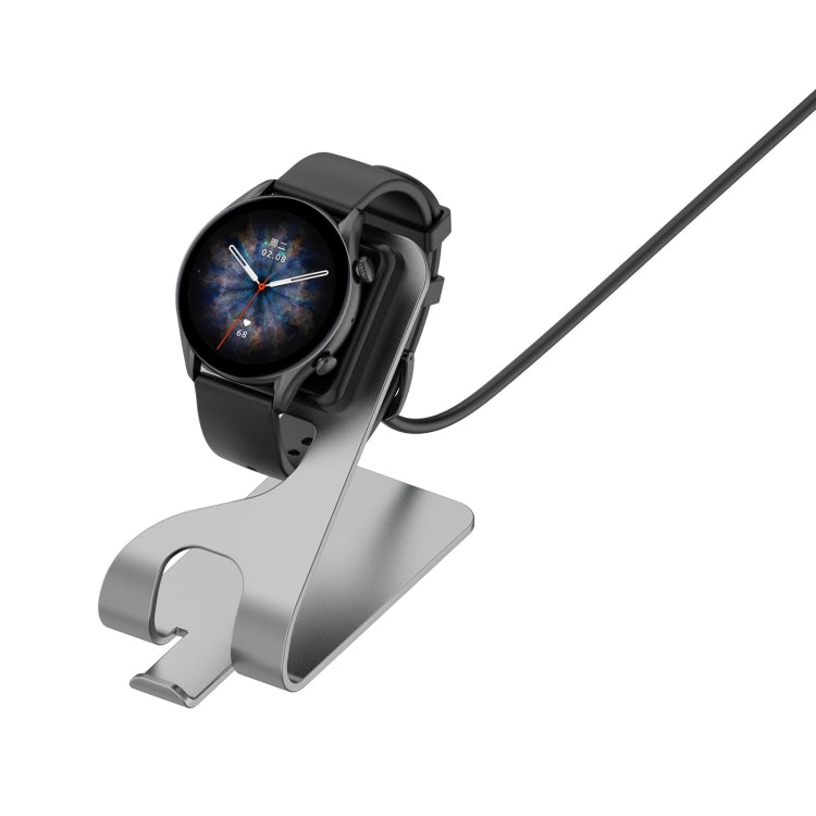 For Amazfit GTR4 / GTR4 Pro Rotatable Smart Watch Metal Charger Stand(Grey) - Charger by PMC Jewellery | Online Shopping South Africa | PMC Jewellery | Buy Now Pay Later Mobicred