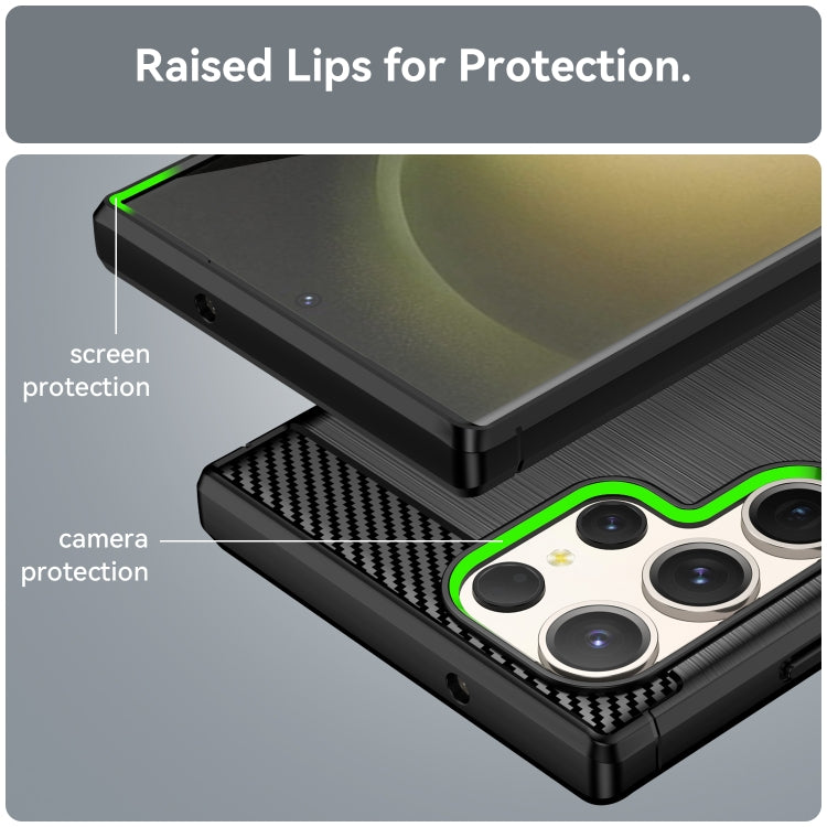 For Samsung Galaxy S23 Ultra 5G Brushed Texture Carbon Fiber TPU Phone Case(Black)