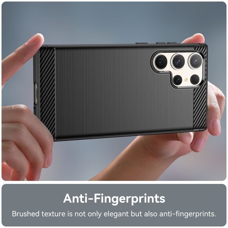 For Samsung Galaxy S23 Ultra 5G Brushed Texture Carbon Fiber TPU Phone Case(Black)