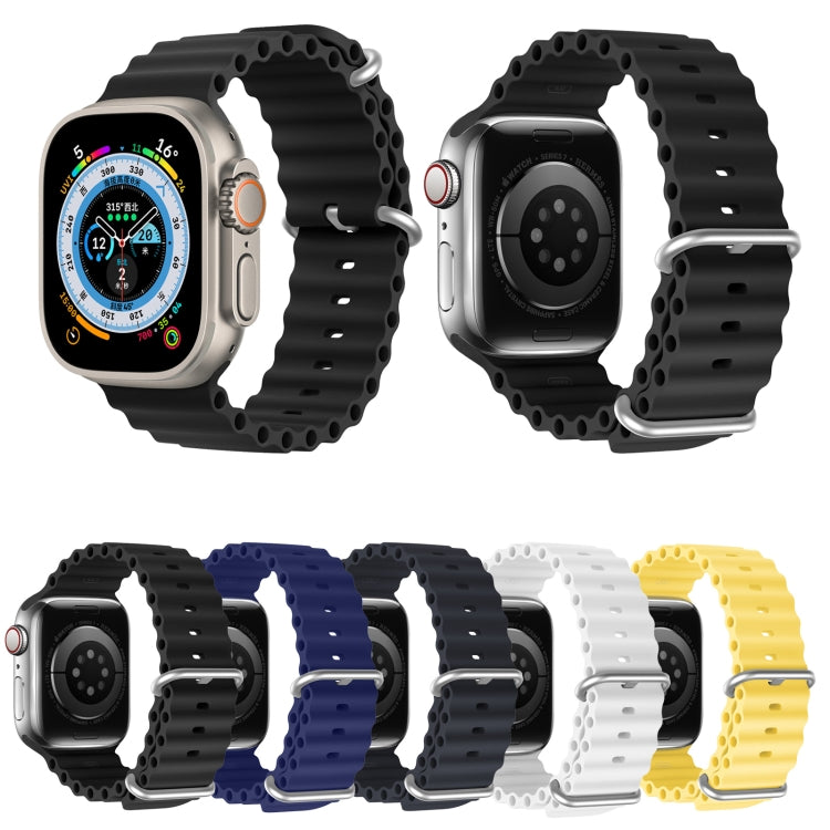 DUX DUCIS Sea Wave Silicone Watch Band For Apple Watch Series 8&7 45mm / SE 2&6&SE&5&4 44mm / 3&2&1 42mm(Blue) - Watch Bands by DUX DUCIS | Online Shopping South Africa | PMC TechLife | Buy Now Pay Later Mobicred