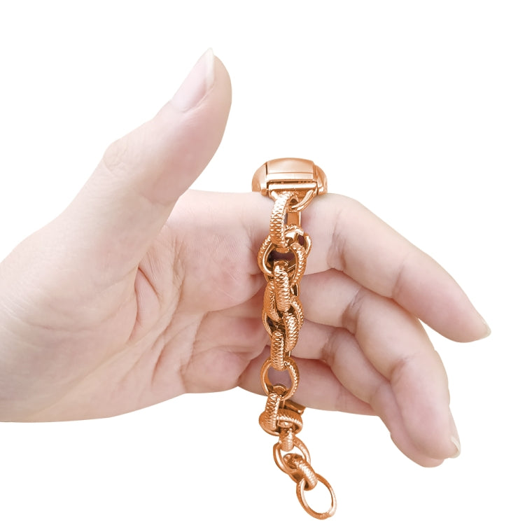 For Xiaomi Mi Band 5 / 6 Corrugated Twist Chain Metal Watch Band(Rose Gold)