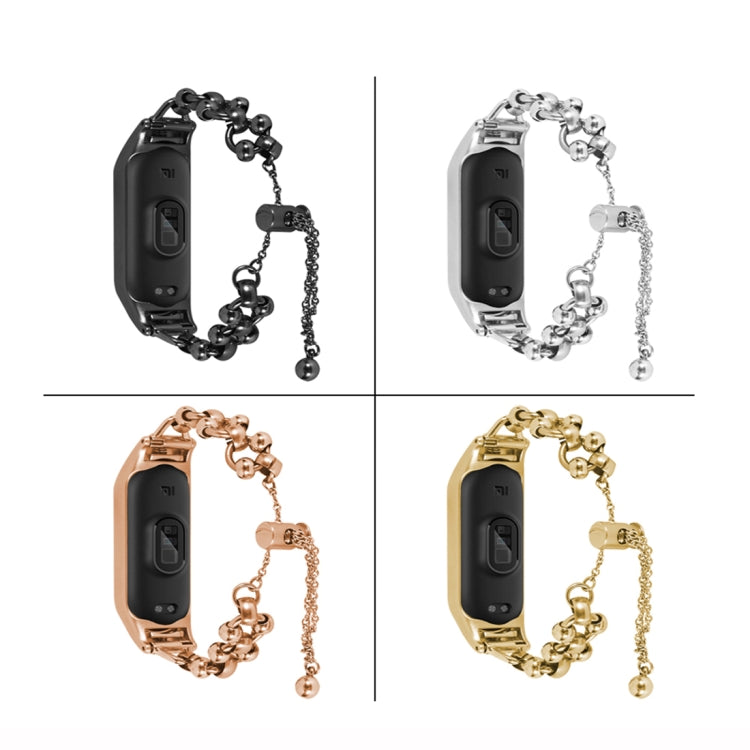 For Xiaomi Mi Band 5 / 6 Bead Steel Chain Metal Watch Band(Black) - free shipping - PMC TechLife - Order now!