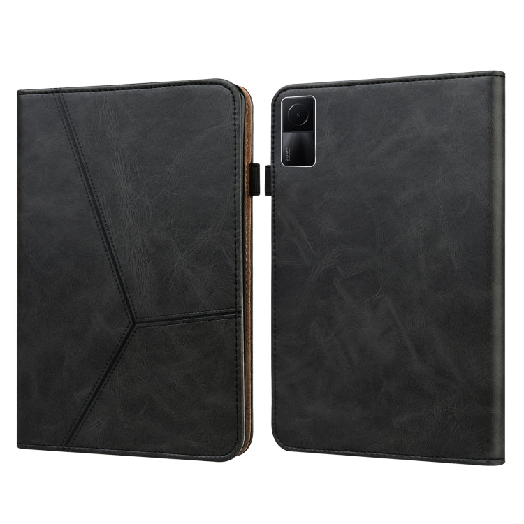 For Xiaomi Redmi Pad 10.61 2022 Solid Color Embossed Striped Leather Case(Black)