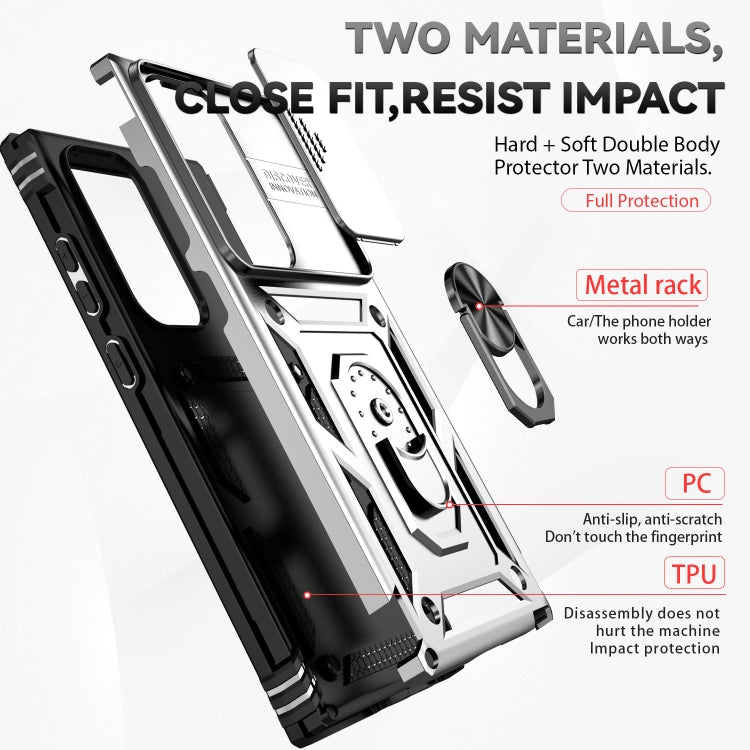 For Samsung Galaxy S23 Ultra 5G Sliding Camshield Holder Phone Case(Silver)