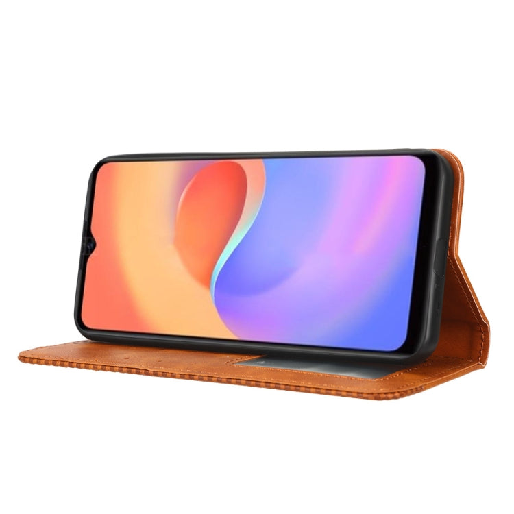 For ZTE Blade A52 Lite Magnetic Buckle Retro Texture Leather Phone Case(Brown) - free shipping - PMC Jewellery - Order now!