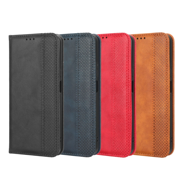 For ZTE Blade A52 Lite Magnetic Buckle Retro Texture Leather Phone Case(Brown) - free shipping - PMC Jewellery - Order now!