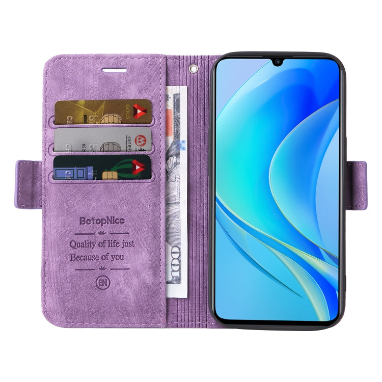 For Huawei nova Y70 / Y70 Plus / Enjoy 50 BETOPNICE Dual-side Buckle Leather Phone Case(Purple)