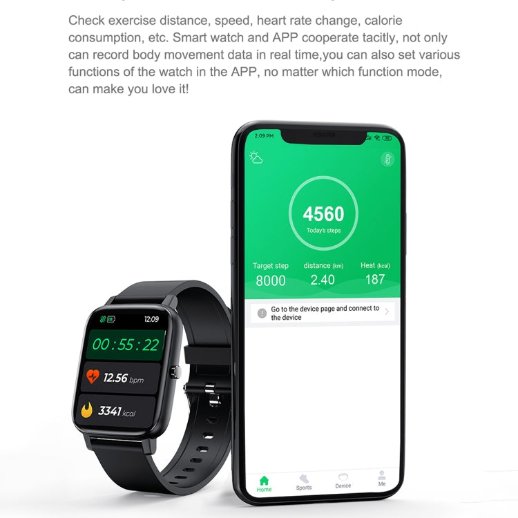 Ochstin 5H80 1.69 inch Square Screen Silicone Strap Heart Rate Blood Oxygen Monitoring Bluetooth Smart Watch(Black) - free shipping - PMC Jewellery - Order now!