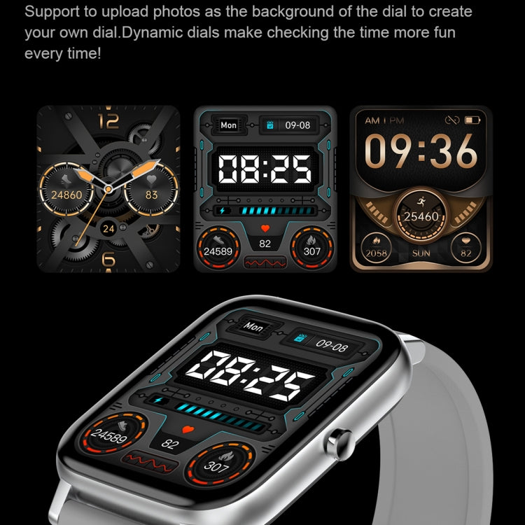 Ochstin 5H80 1.69 inch Square Screen Silicone Strap Heart Rate Blood Oxygen Monitoring Bluetooth Smart Watch(Black+Gold) - free shipping - PMC Jewellery - Order now!