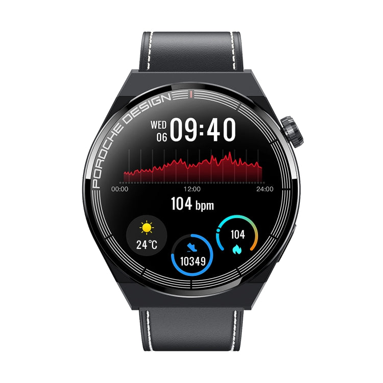 Ochstin 5HK46P 1.36 inch Round Screen Leather Strap Smart Watch with Bluetooth Call Function(Black) - free shipping - PMC Jewellery - Order now!