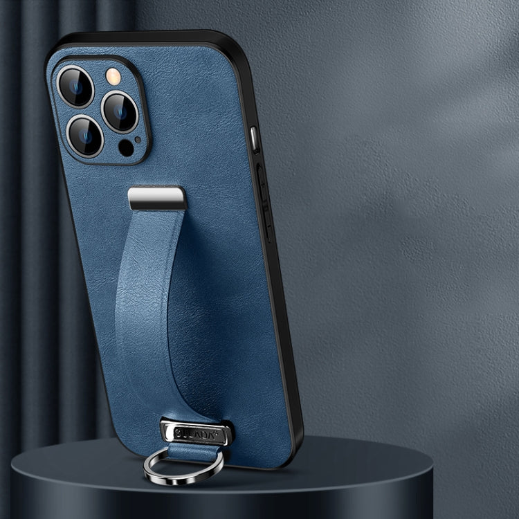 For iPhone 14 Pro Max SULADA Cool Series PC + Leather Texture Skin Feel Phone Case(Blue)