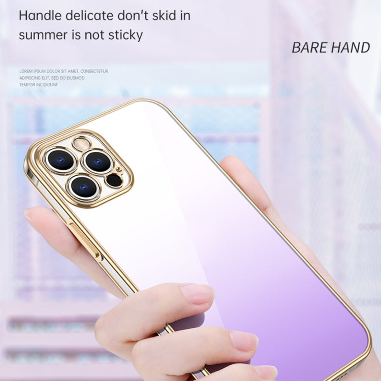 For iPhone 14 Pro Max SULADA Iridescence Series Plating Transparent Gradient Phone Case(Pink)