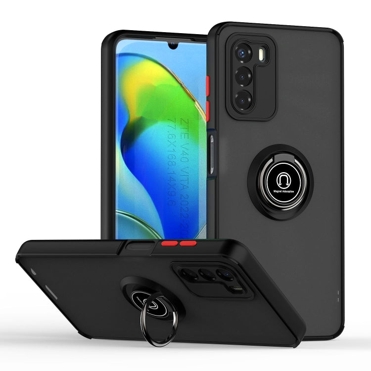 For ZTE Blade V40 Vita Q Shadow 1 Series TPU + PC Phone Case with Ring(Black+Red) - free shipping - PMC Jewellery - Order now!