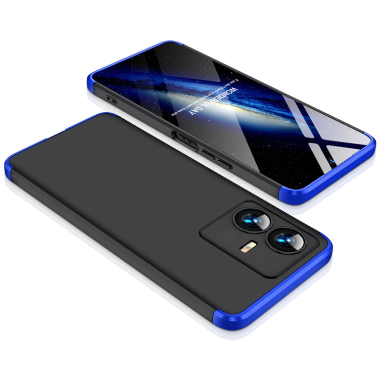 For vivo Y22 / Y22s GKK Three Stage Splicing Full Coverage PC Phone Case(Black Blue) - vivo Cases by GKK | Online Shopping South Africa | PMC Jewellery | Buy Now Pay Later Mobicred