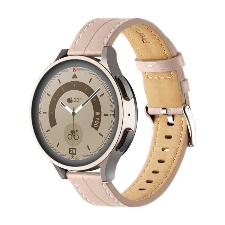 20mm Unusual Fluted Leather Watch Band(Light Pink)