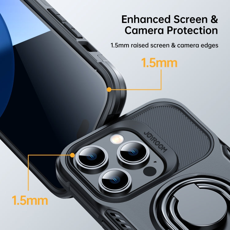 For iPhone 14 Pro JOYROOM PC + TPU Dual-layer Shockproof Phone Case with Rotating Holder(Black) - iPhone 14 Pro Cases by JOYROOM | Online Shopping South Africa | PMC Jewellery | Buy Now Pay Later Mobicred