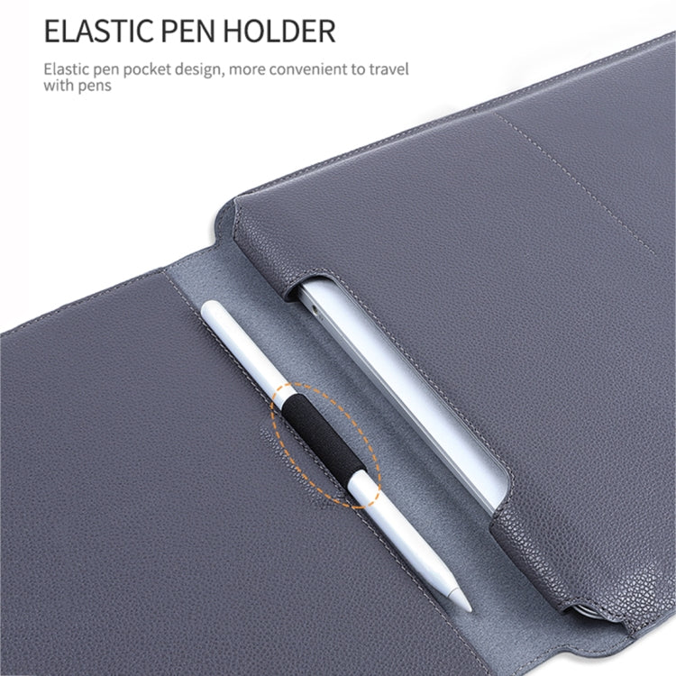 For MacBook 12 / 14 inch PU Leather 4 in 1 Laptop Bag with Functional Bracket(Black)