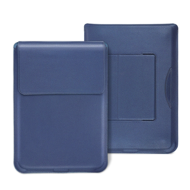 For MacBook 15 / 16 inch PU Leather 4 in 1 Laptop Bag with Functional Bracket(Dark Blue)