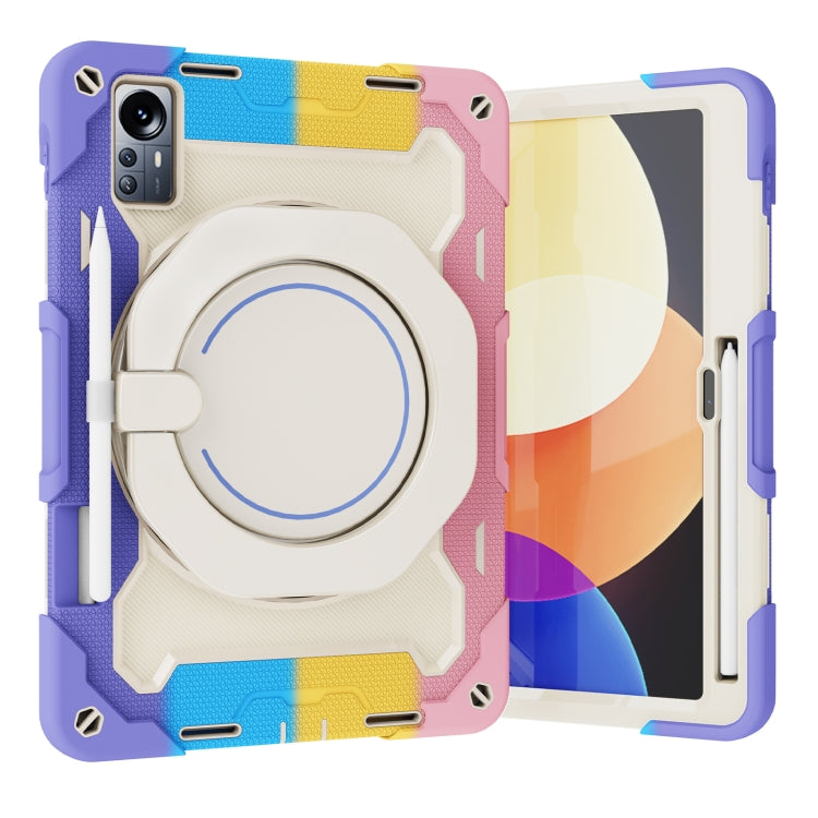 For Xiaomi Pad 5 Pro 12.4 Armor Contrast Color Silicone + PC Tablet Case(Colorful Pink)