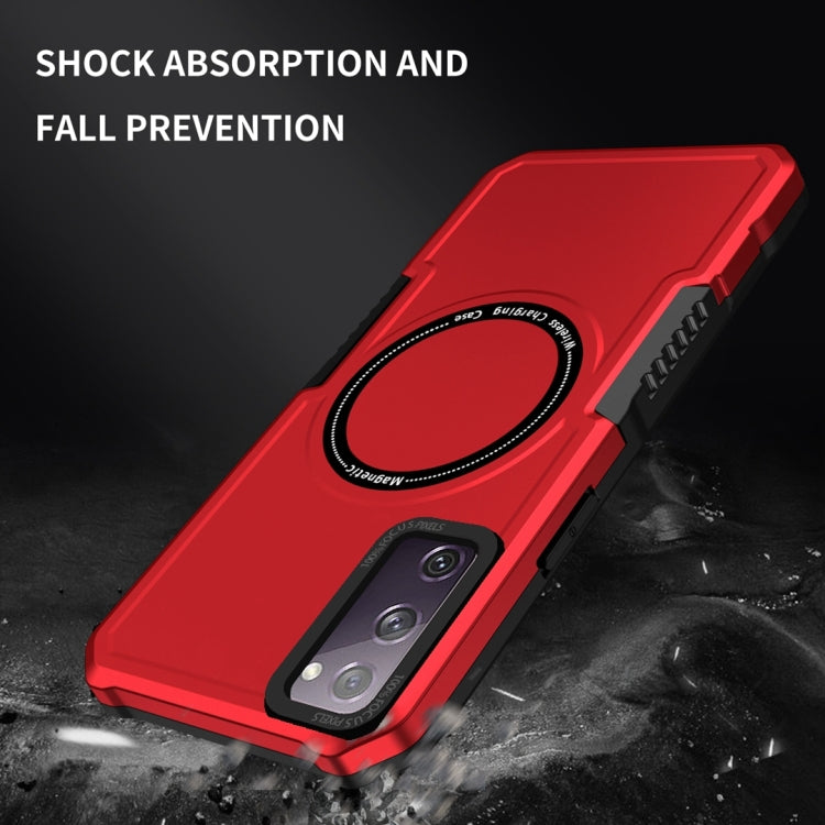 For Samsung Galaxy S20 FE MagSafe Shockproof Armor Phone Case(Red)
