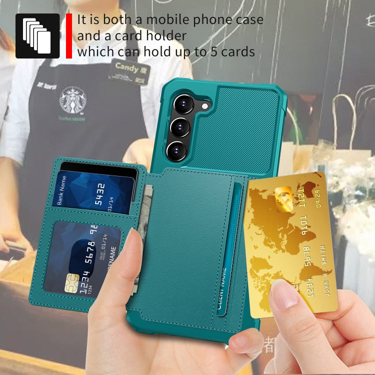 For Samsung Galaxy S23 5G Magnetic Wallet Card Bag Leather Phone Case(Cyan)