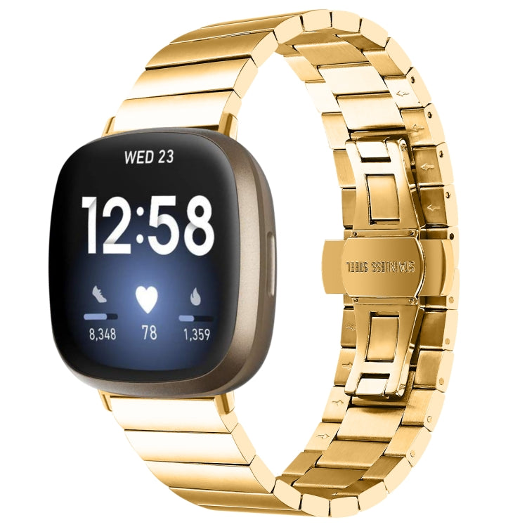 For Fitbit Versa 4 / Sense 2 Universal Butterfly Buckle Metal Watch Band(Gold)