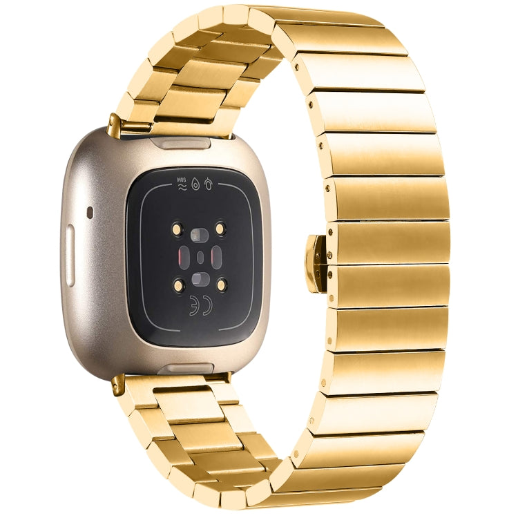 For Fitbit Versa 4 / Sense 2 Universal Butterfly Buckle Metal Watch Band(Gold)