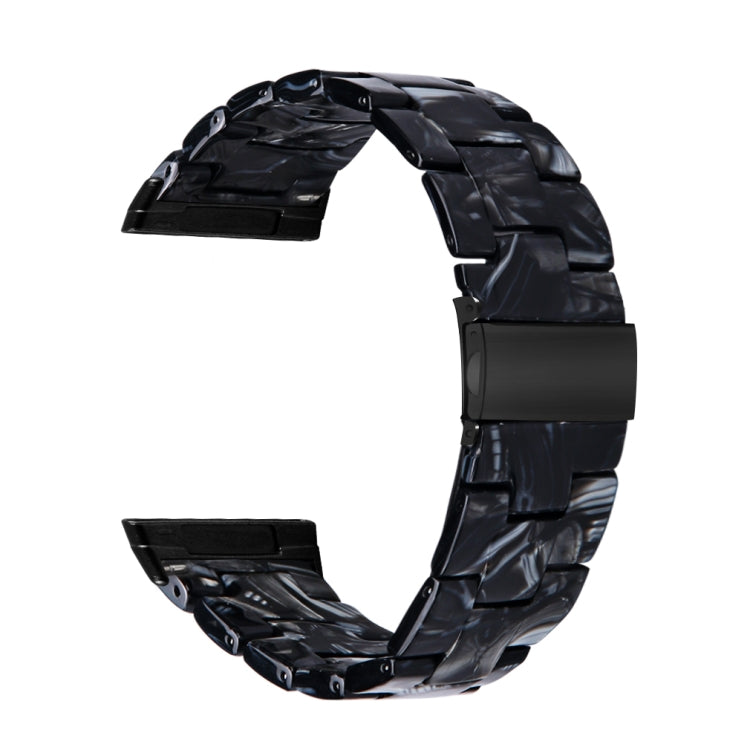 For Fitbit Versa 4 / Sense 2 Universal Resin Watch Band(Black Flower)