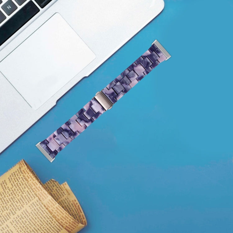 For Fitbit Versa 4 / Sense 2 Universal Resin Watch Band(Dark Black Pink)