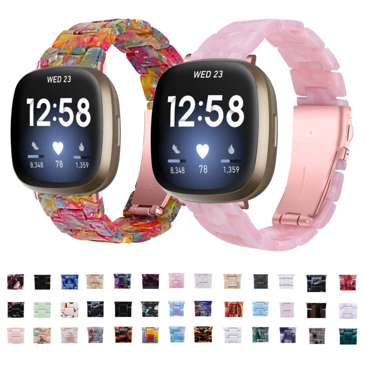 For Fitbit Versa 4 / Sense 2 Universal Resin Watch Band(Black Flower)