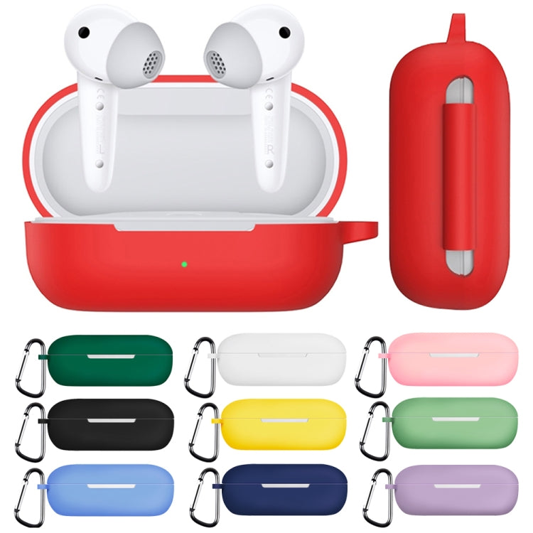 For Huawei FreeBuds SE Pure Color Bluetooth Earphone Silicone Case with Hook(Purple)