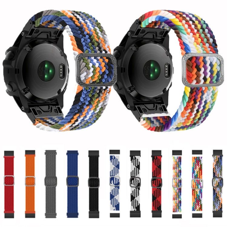 Compatible with Garmin Fenix 7 Adjustable Nylon Braided Elasticity Watch Band(Colorful Denim)
