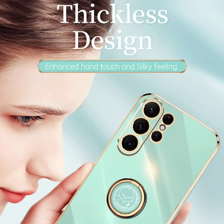 For Samsung Galaxy S23 Ultra 5G XINLI Straight Edge 6D Electroplate TPU Phone Case with Ring Holder(Pink) - free shipping - PMC TechLife - Order now!
