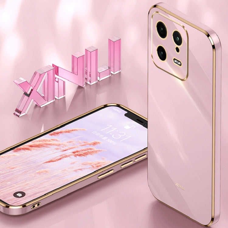 For Xiaomi 13 XINLI Straight Edge 6D Electroplate TPU Phone Case(Pink)