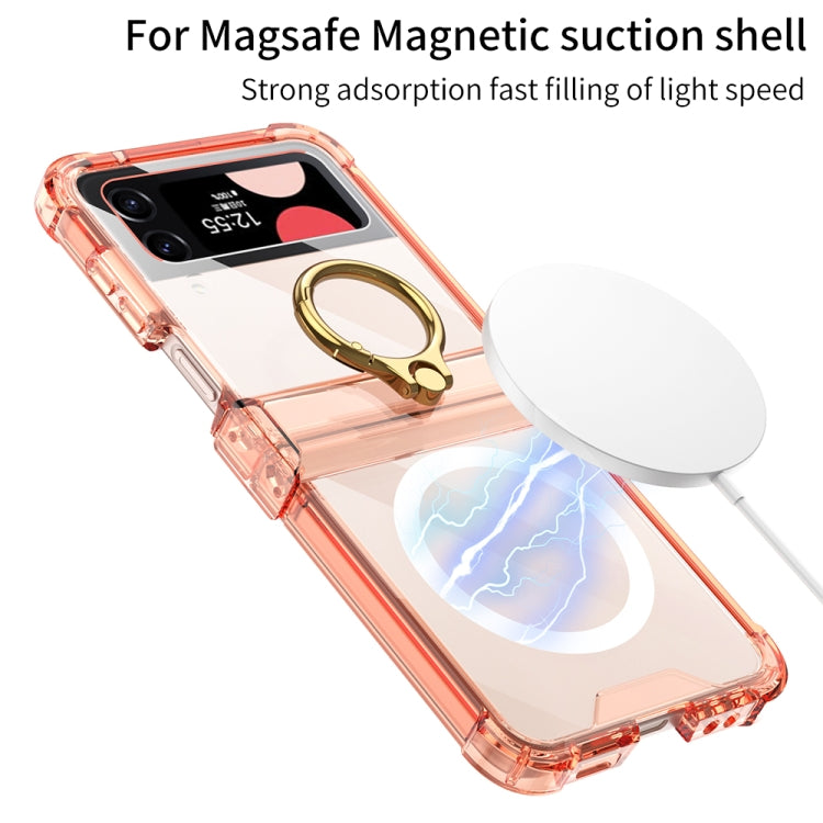 For Samsung Galaxy Z Flip4 GKK MagSafe Airbag Hinge Shockproof Phone Case with Ring Holder(Orange)