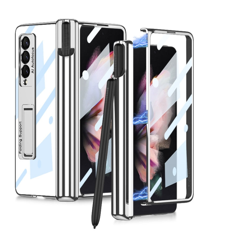 For Samsung Galaxy Z Fold3 5G GKK Magnetic Fold Hinge Shockproof Phone Case with Pen Slots(Silver) - free shipping - PMC Jewellery - Order now!
