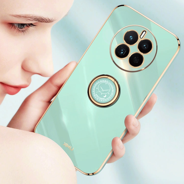 For Huawei nova 10 Pro XINLI Straight Edge 6D Electroplate TPU Phone Case with Ring Holder(Pink)