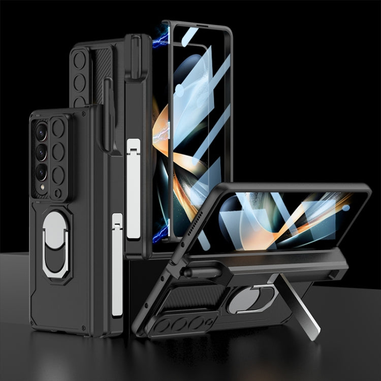 For Samsung Galaxy Z Fold4 GKK Integrated Magnetic Folding Phone Case with Pen Case(Black)